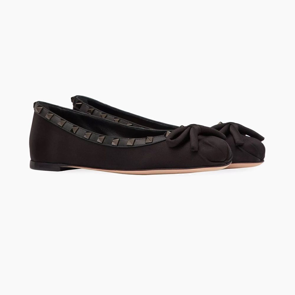 Valentino Garavani Rockstud Satin Ballerina Flats size 36.5